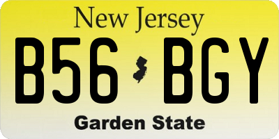 NJ license plate B56BGY