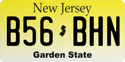 NJ license plate B56BHN