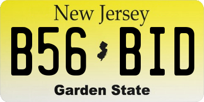 NJ license plate B56BID