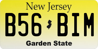 NJ license plate B56BIM
