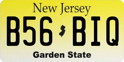 NJ license plate B56BIQ