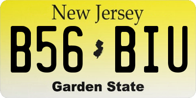 NJ license plate B56BIU