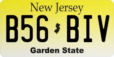 NJ license plate B56BIV