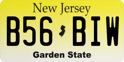 NJ license plate B56BIW