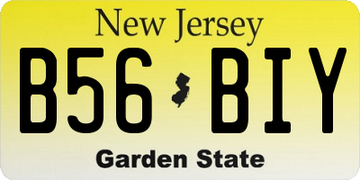 NJ license plate B56BIY