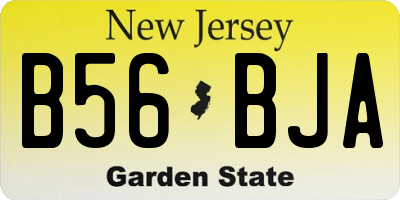 NJ license plate B56BJA
