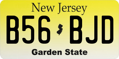 NJ license plate B56BJD