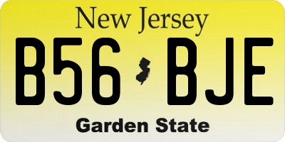 NJ license plate B56BJE