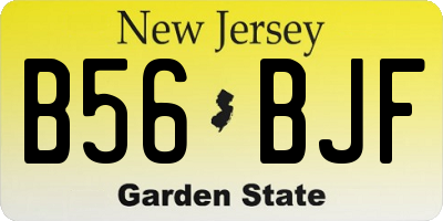 NJ license plate B56BJF