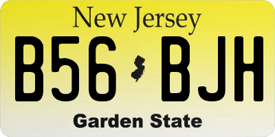 NJ license plate B56BJH