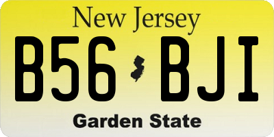NJ license plate B56BJI