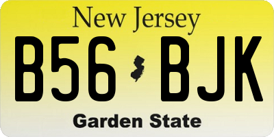 NJ license plate B56BJK