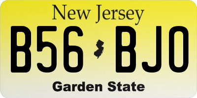 NJ license plate B56BJO
