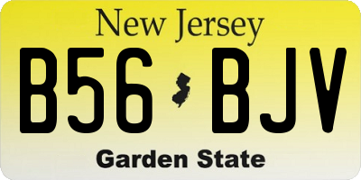 NJ license plate B56BJV