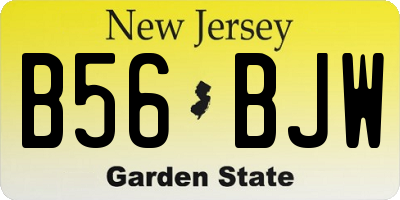 NJ license plate B56BJW
