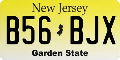 NJ license plate B56BJX