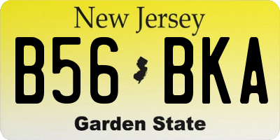 NJ license plate B56BKA