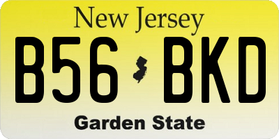 NJ license plate B56BKD