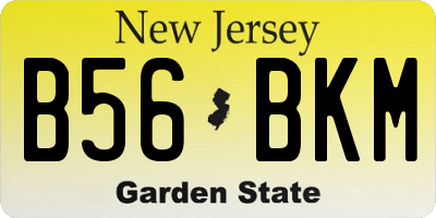 NJ license plate B56BKM