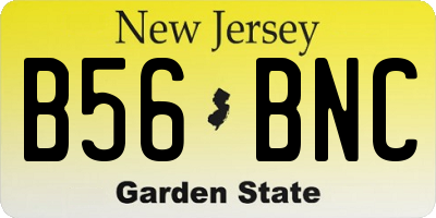 NJ license plate B56BNC