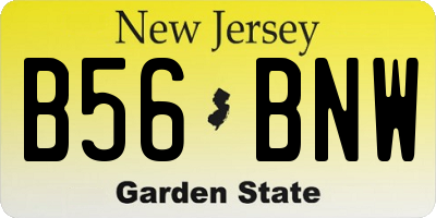 NJ license plate B56BNW