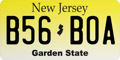 NJ license plate B56BOA
