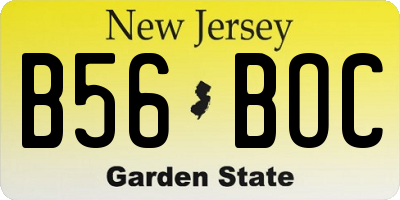 NJ license plate B56BOC