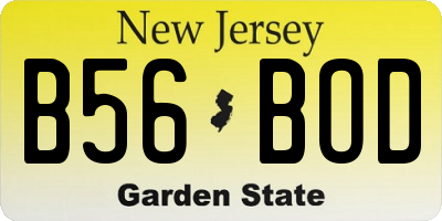 NJ license plate B56BOD
