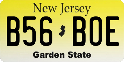 NJ license plate B56BOE
