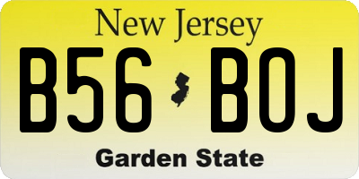 NJ license plate B56BOJ