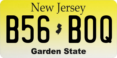 NJ license plate B56BOQ