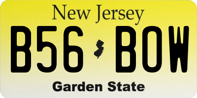 NJ license plate B56BOW
