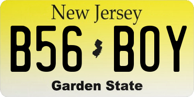 NJ license plate B56BOY