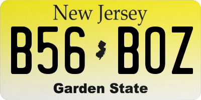 NJ license plate B56BOZ