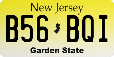 NJ license plate B56BQI