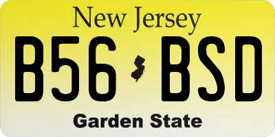 NJ license plate B56BSD