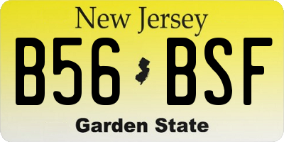 NJ license plate B56BSF
