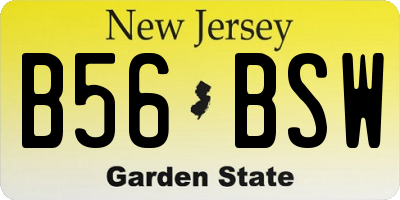 NJ license plate B56BSW