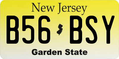 NJ license plate B56BSY