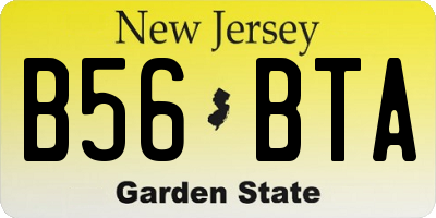 NJ license plate B56BTA