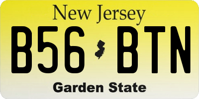 NJ license plate B56BTN