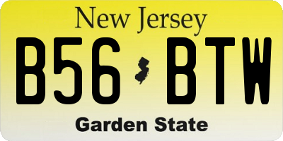 NJ license plate B56BTW