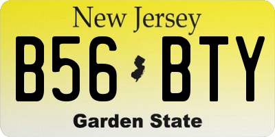 NJ license plate B56BTY
