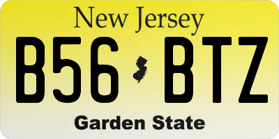 NJ license plate B56BTZ