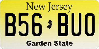 NJ license plate B56BUO