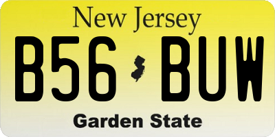 NJ license plate B56BUW