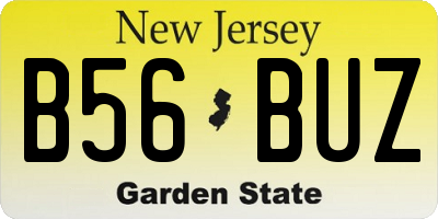 NJ license plate B56BUZ