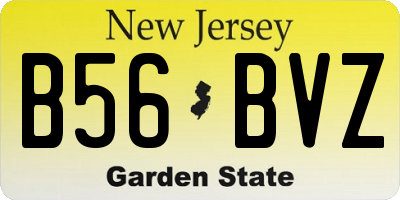 NJ license plate B56BVZ