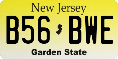 NJ license plate B56BWE