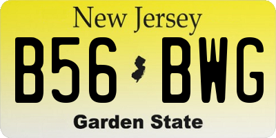 NJ license plate B56BWG